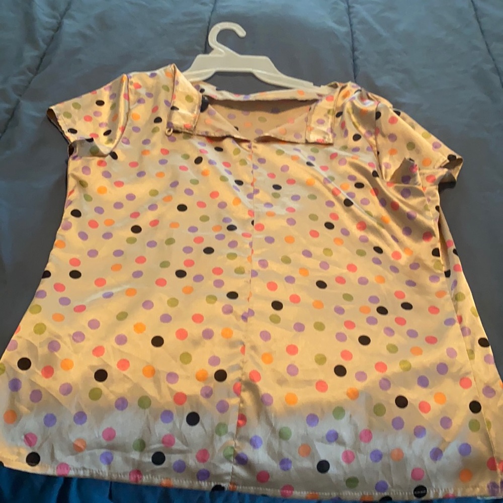 Pretty satin blouse.